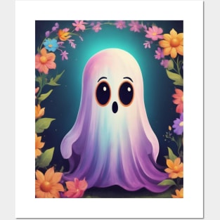 Cute Halloween Floral Ghost Posters and Art